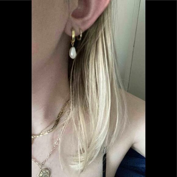 New- Set of 2 Madewell Earrings - Drop Mini Hoop Earrings, Bead Chain Earrings - Picture 5 of 8